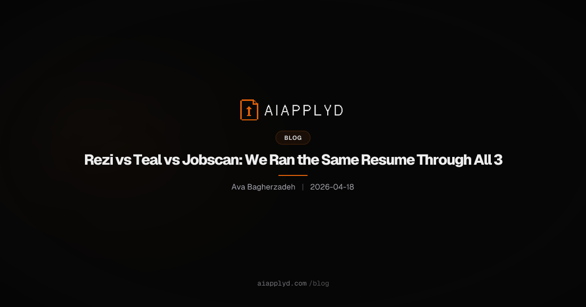Cover image for Rezi vs Teal vs Jobscan: We Ran the Same Resume Through All 3