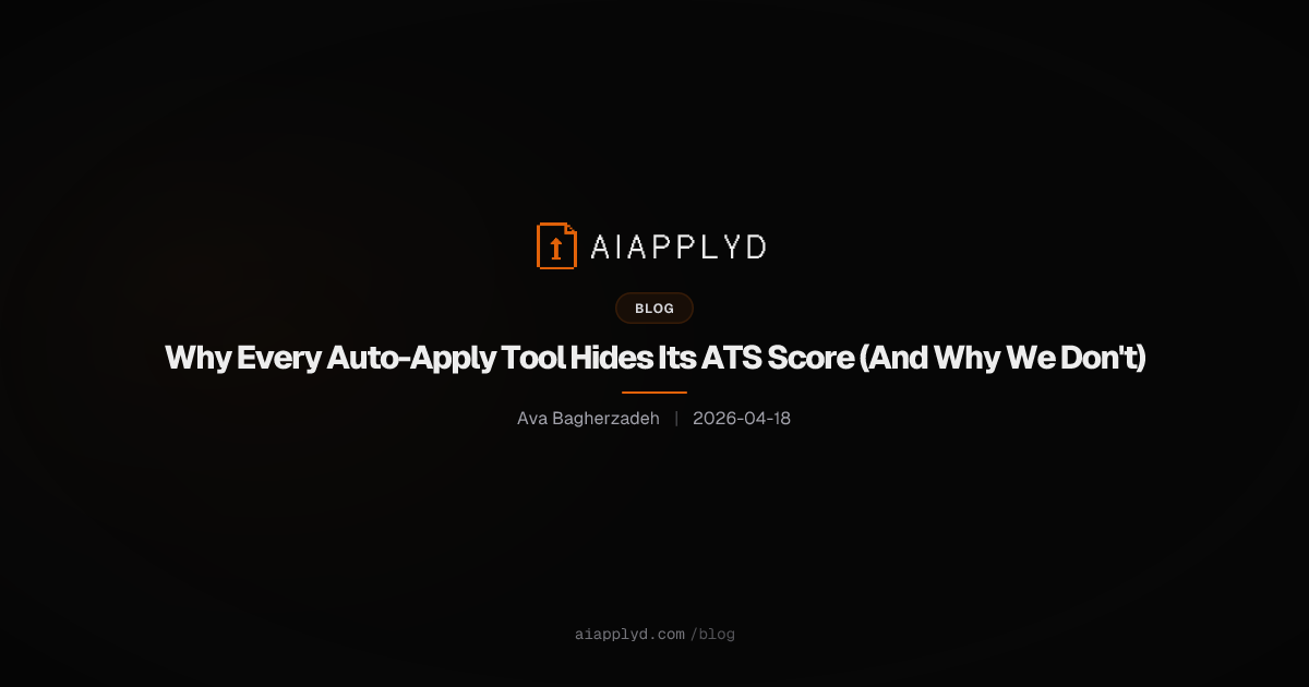 Cover image for Why Every Auto-Apply Tool Hides Its ATS Score (And Why We Don't)